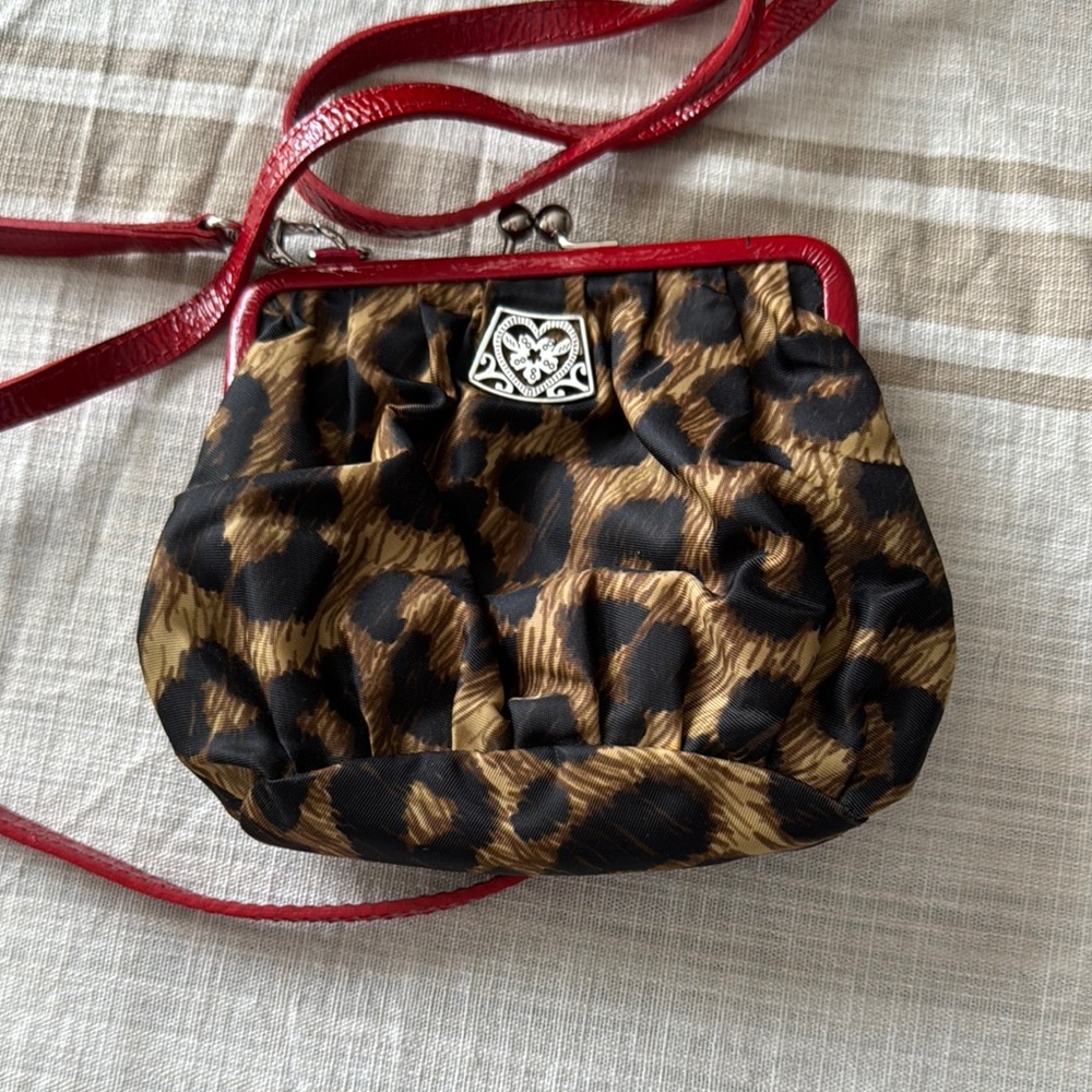 Leopard Print Clutch with Red Accents